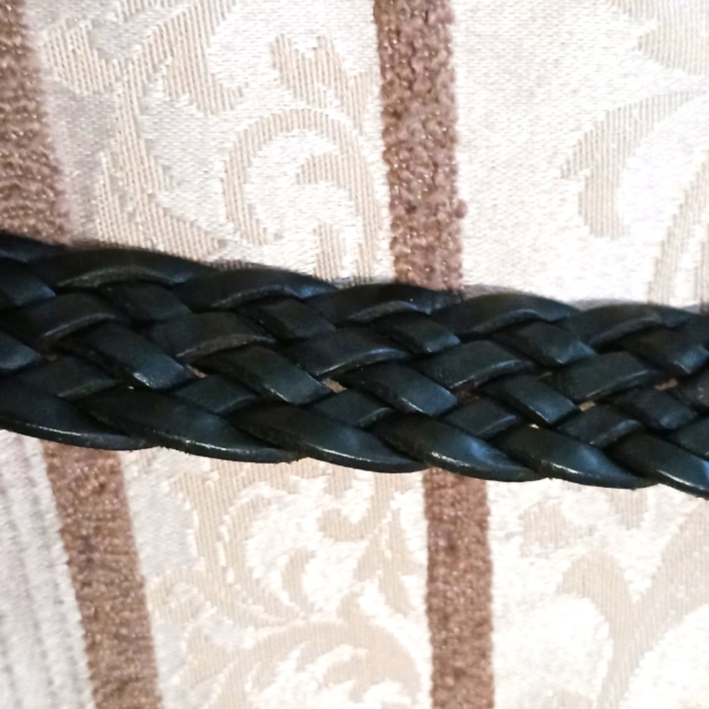 VTG Black Woven Leather belt Men's size 38" Waist - Picture 9 of 10